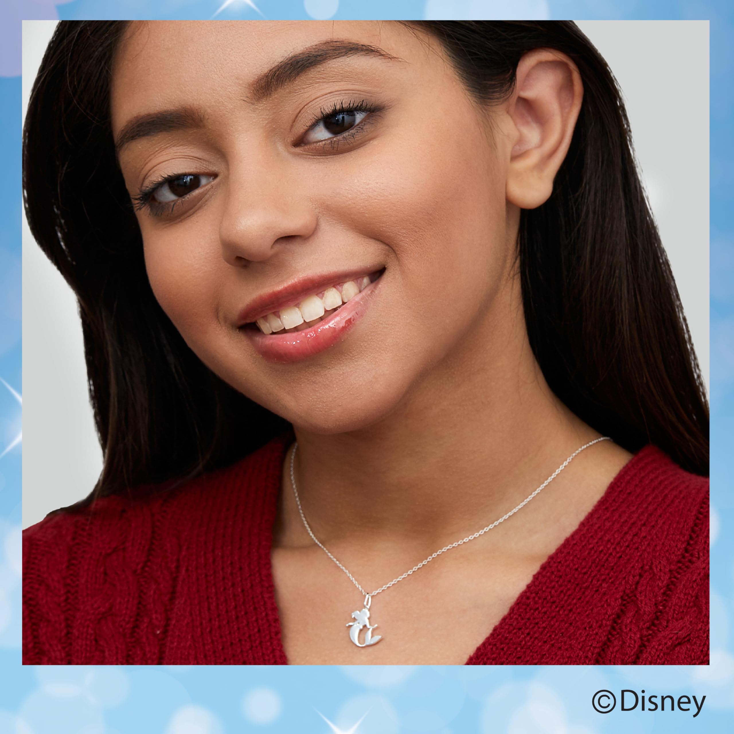 Disney Little Mermaid Ariel Sterling Silver Pendant Necklace, 18"
