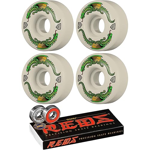 Powell Peralta Dragon Formula 93A Skateboard Wheels with Bones Reds Bearings Bundle