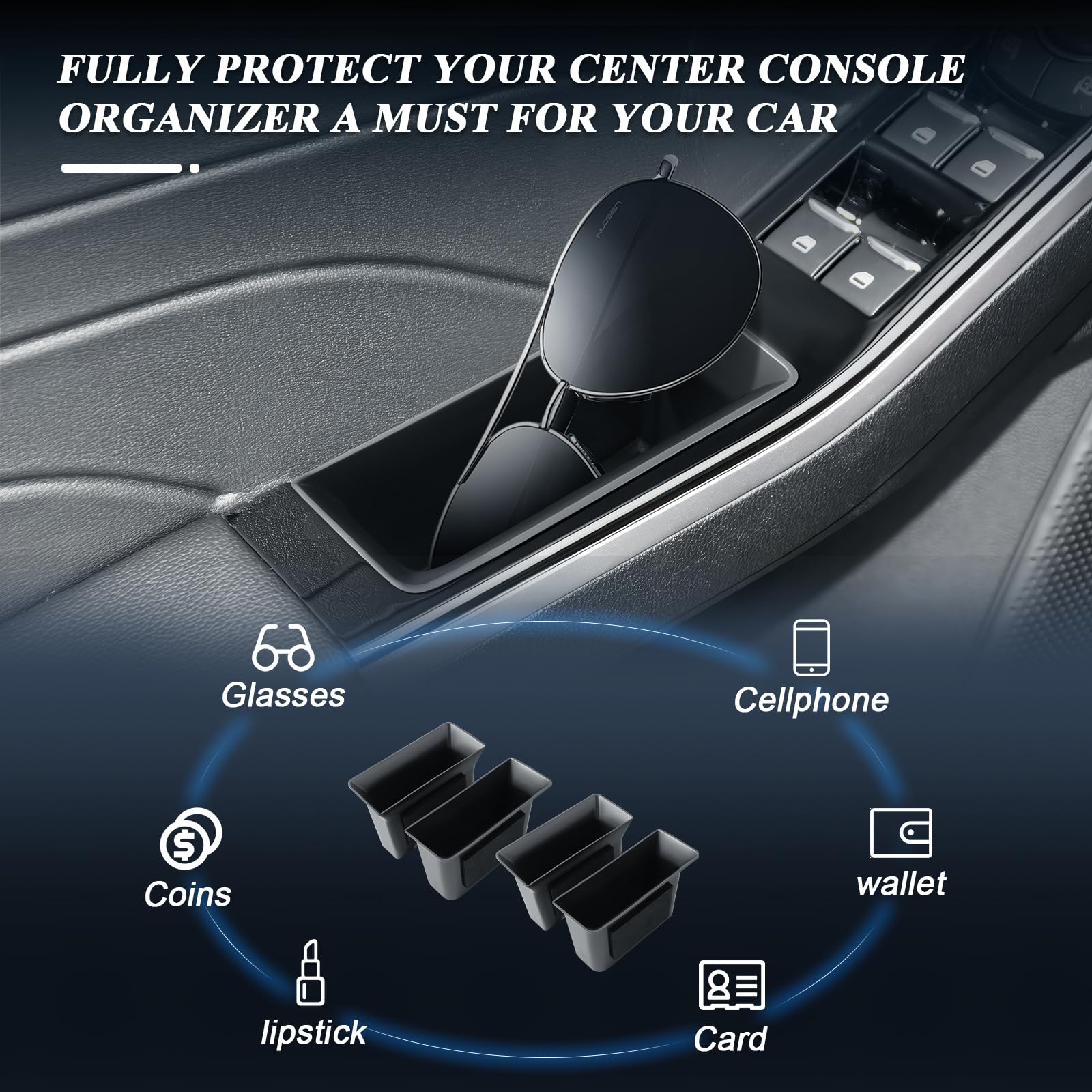 BIBIBO Półka na klamkę drzwi, kompatybilna z Ford Kuga 3 MK3 2020-2025 – zestaw 4 praktycznych pudełek do przechowywania do drzwi samochodowych, organizer do Kuga, Kuga MK3 ST-Line akcesoria (4 sztuki