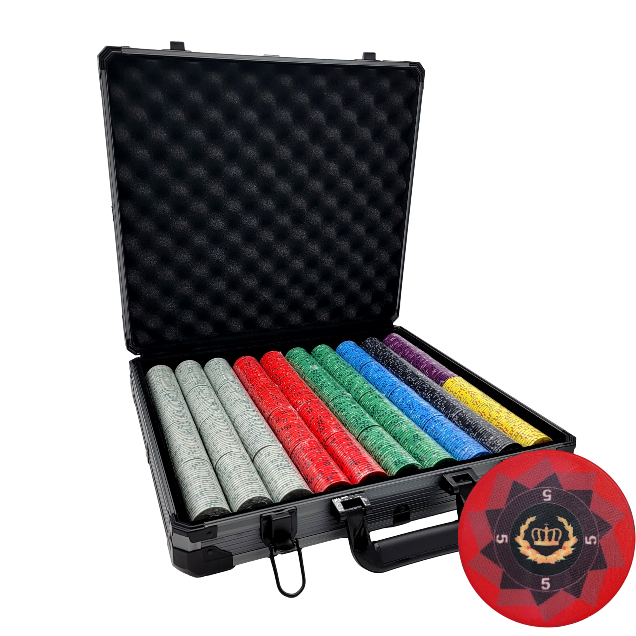 MRC POKER Laurel Crown (10 Grams) [1000 pcs] Ceramic Poker Chips Set with Deluxe Black Case - Custom Build Available