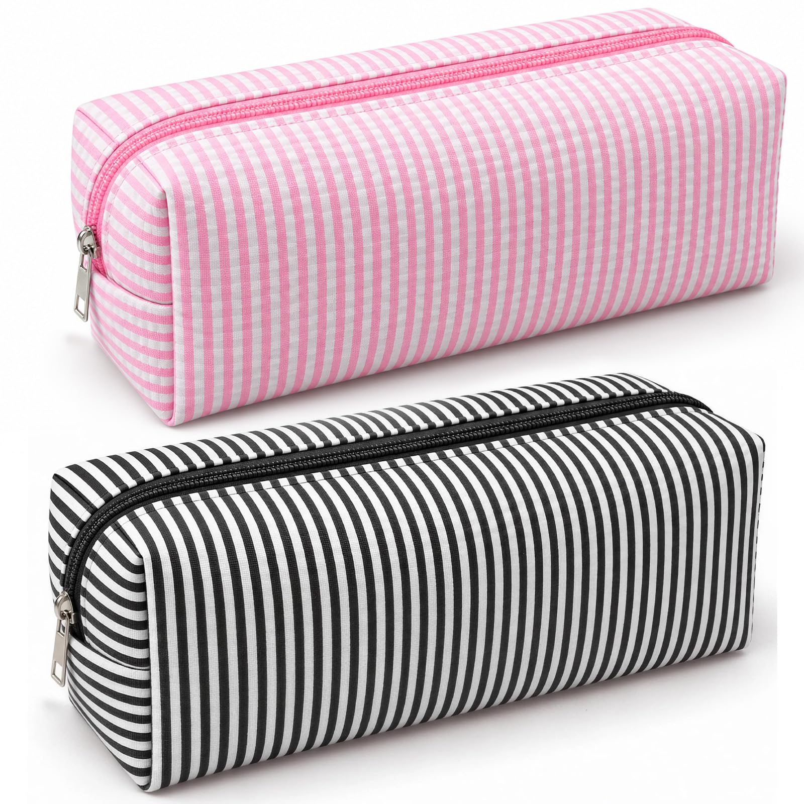 DVDVBOOM Seersucker Striped Pencil Case, Large Capacity Stationery Pouch