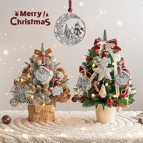 Miniatura 2 de Adornos de Navidad, 2023 de peltre sólido para árbol de Navidad, hecho a mano, de metal, para colgar, coleccionables, para árboles de Navidad,