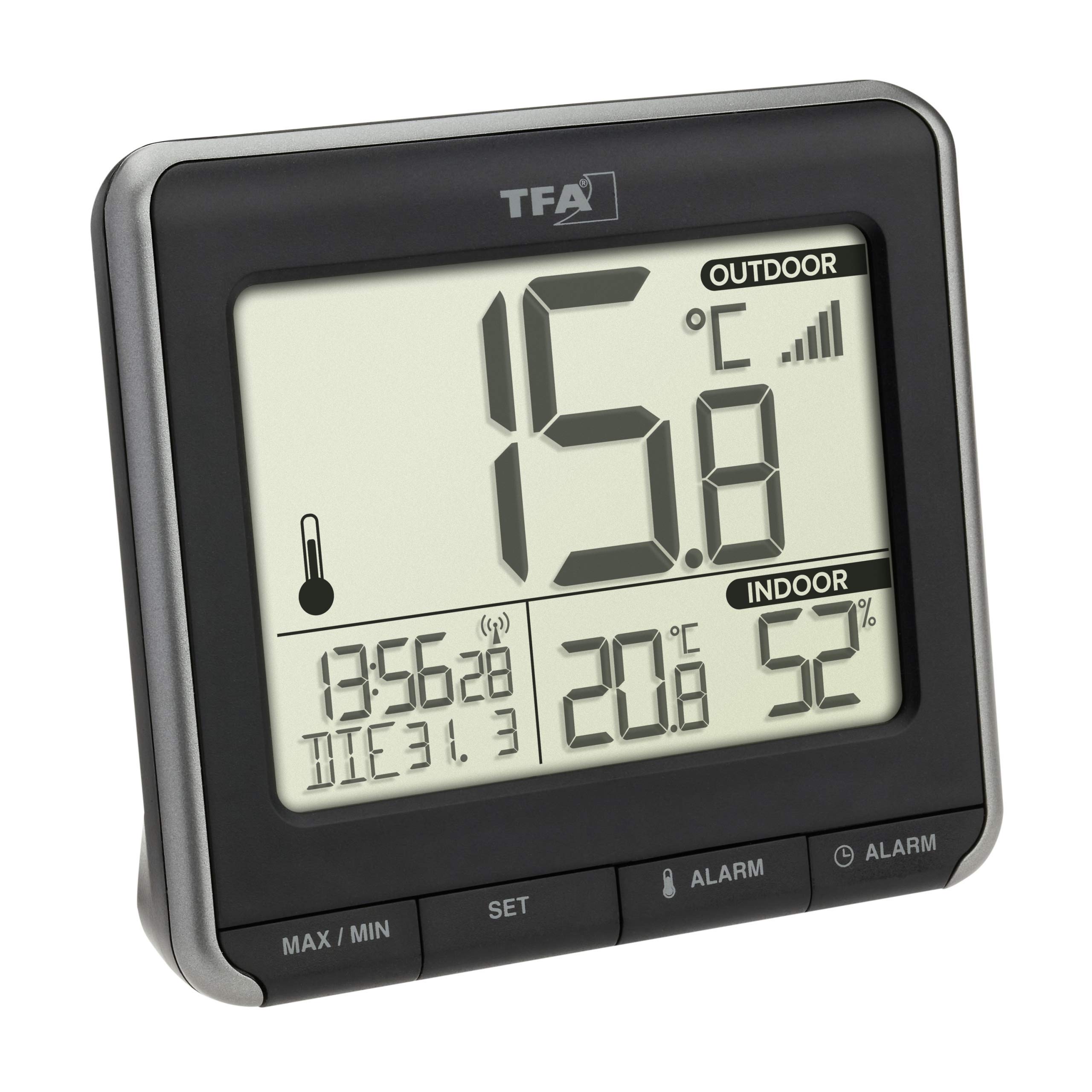 TFA Dostmann Prio 30.3069.01 - Termómetro digital con emisor de radio (109 x 38 x 99 mm), color negro