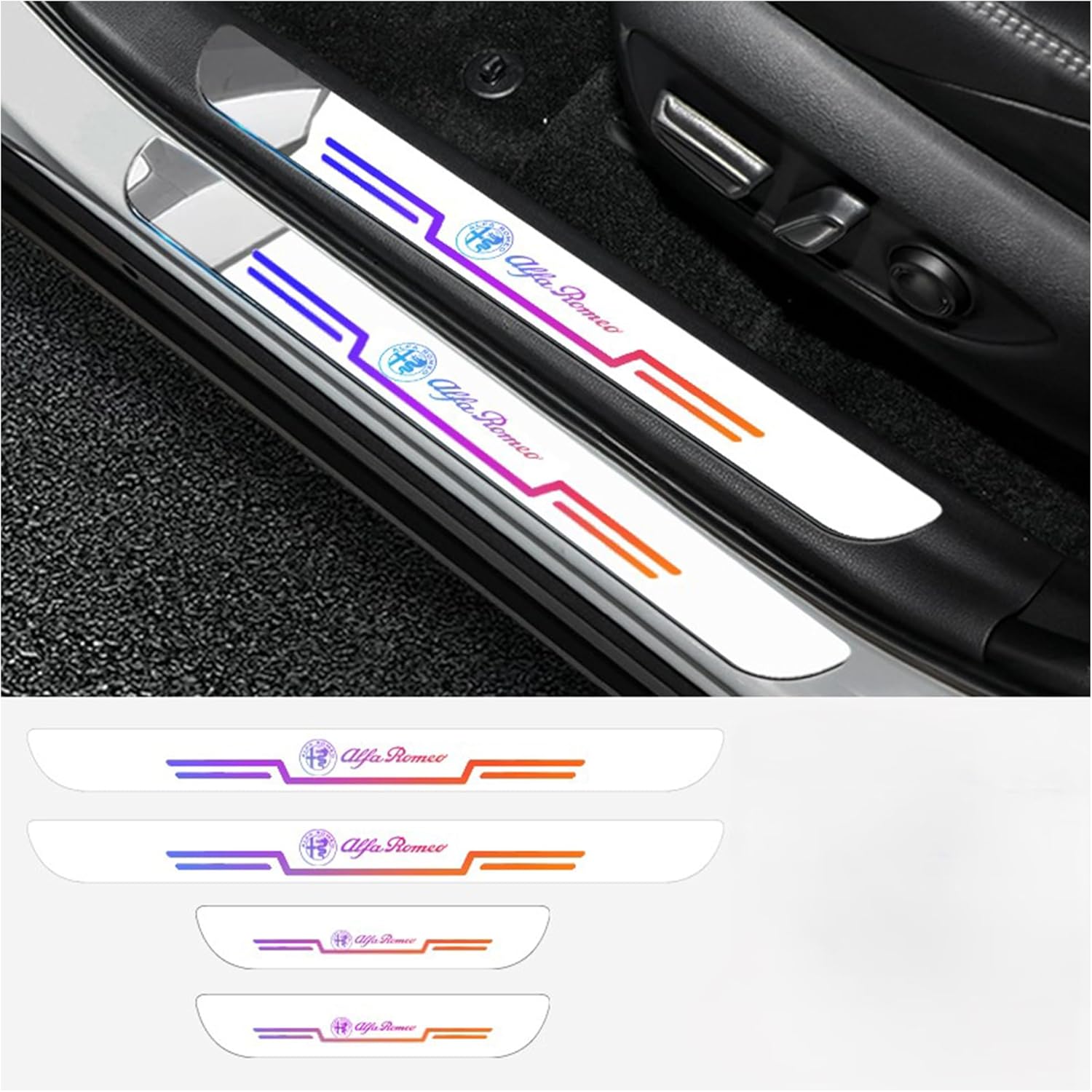 アルファ ロメオ 4C 8C 2007-2010 / 2013-2020車用 サイドステップガード アクリル素材 車用ドアモール ス