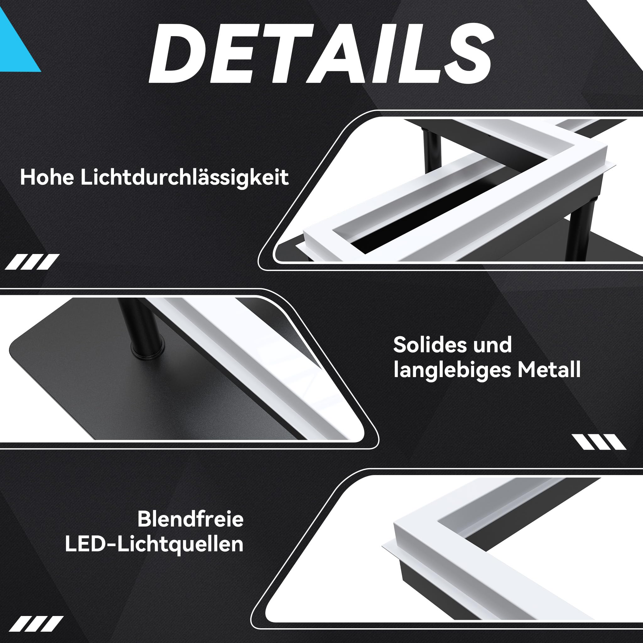 Froadp Nowoczesna lampa sufitowa LED, ściemniana, 60 W, czarna, 40 cm, kwadratowa lampa sufitowa z pilotem zdalnego sterowania, 2800-6500 K, IP44, energooszczędna, do sypialni, kuchni, biura