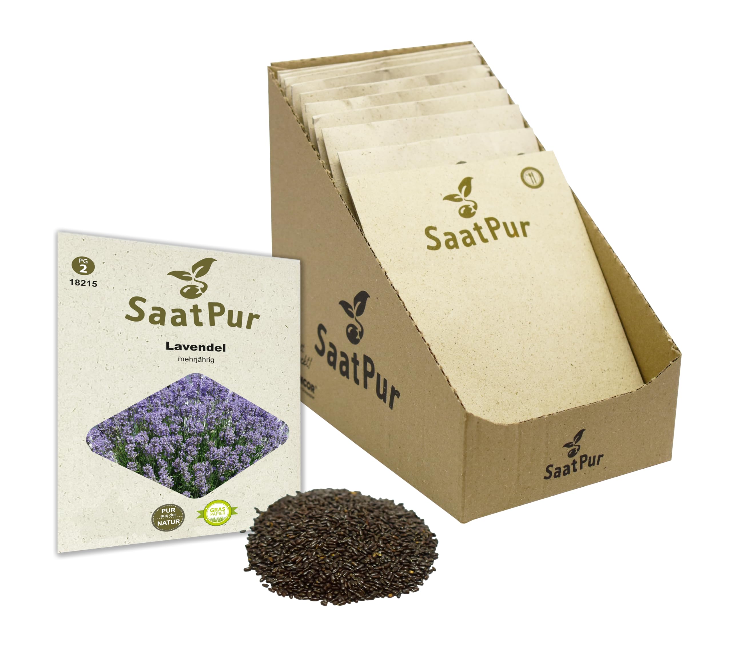 SaatPur Lavendel Samen, Saatgut - Kleines Tray mit 25 Portionstüten für je ca. 100 Pflanzen