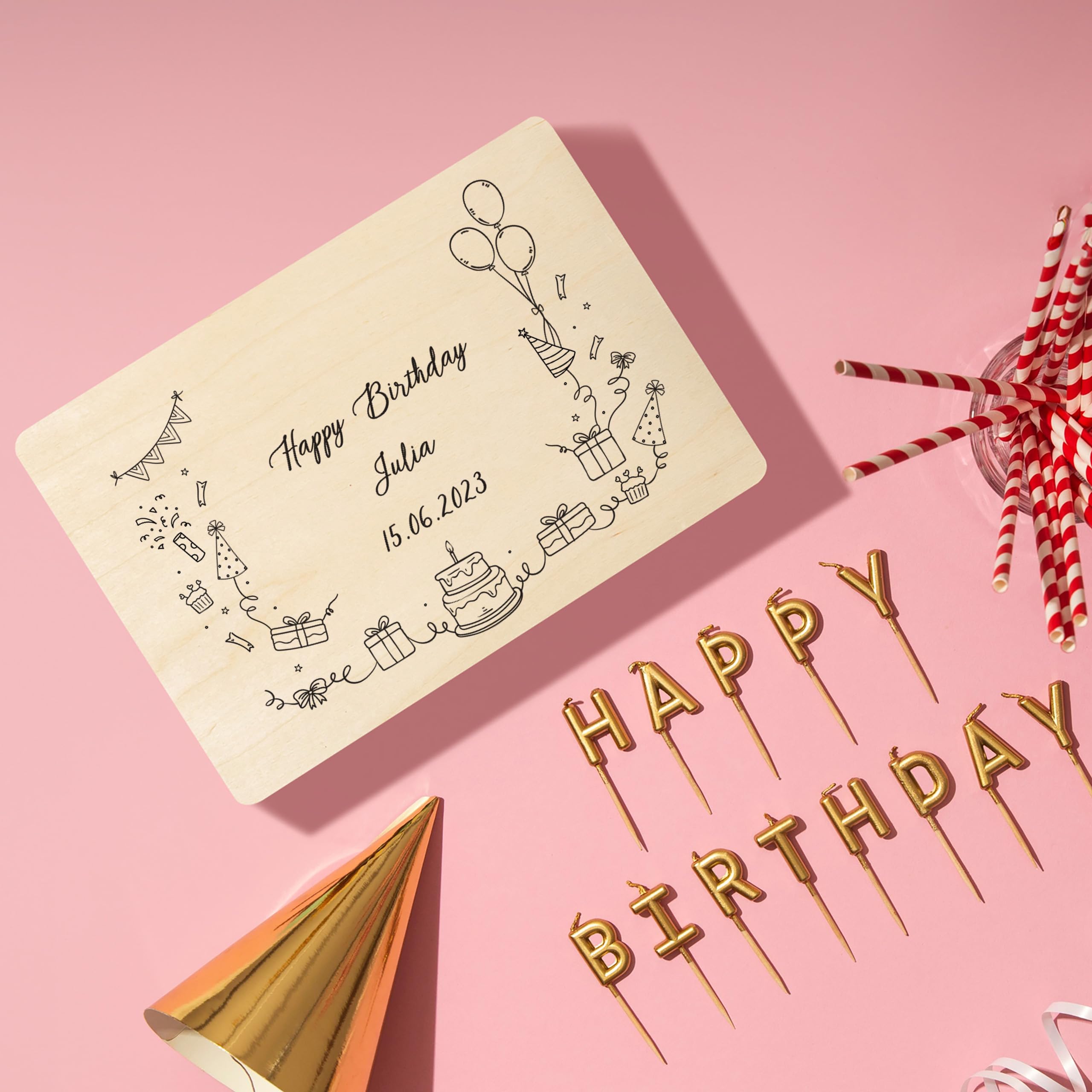 Creative Deco Personalised Birthday Gift | Gifts for Women, Men, Girls or Boys | Unique Wish Text Custom Gift Box | Customised Wooden Storage Box with Hinged Lid | Perfect as a Keepsake or Decoration - Image 4