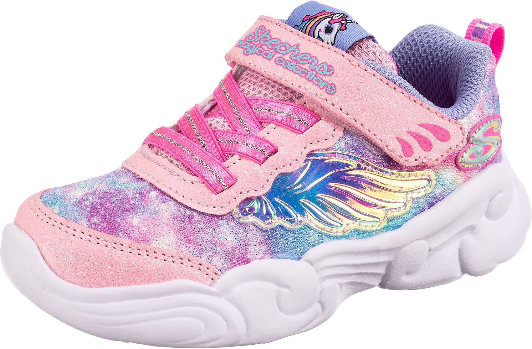 Skechers UNICORN STORM, Zapatillas para Niñas, Pink/​Lavender Mesh, 22 EU