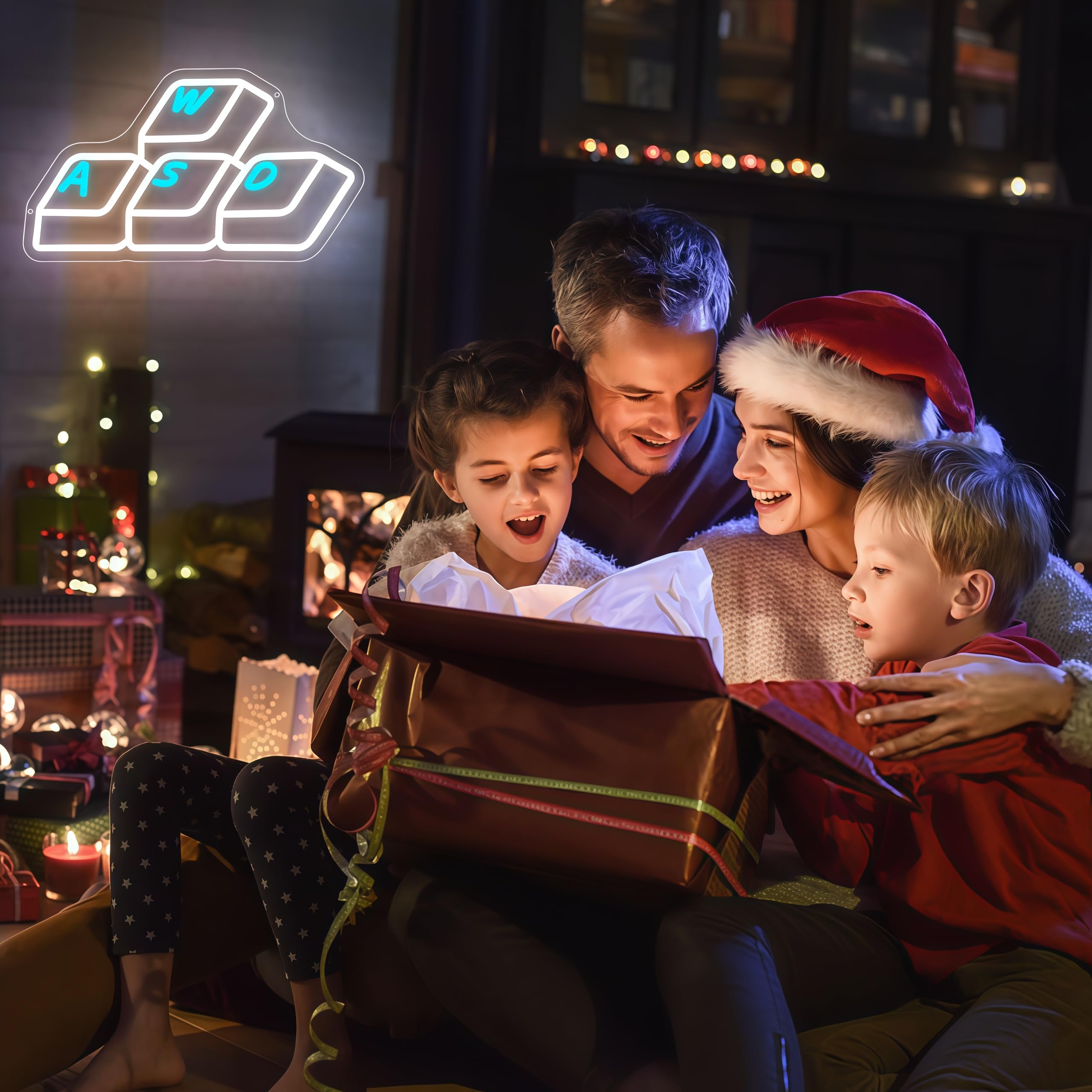Decorazione da parete per videogiochi, insegna al neon con tastiera per decorazione da parete, accessori per videogiochi, alimentata tramite USB, dimmerabile, LED per stanza dei giochi per adolescenti