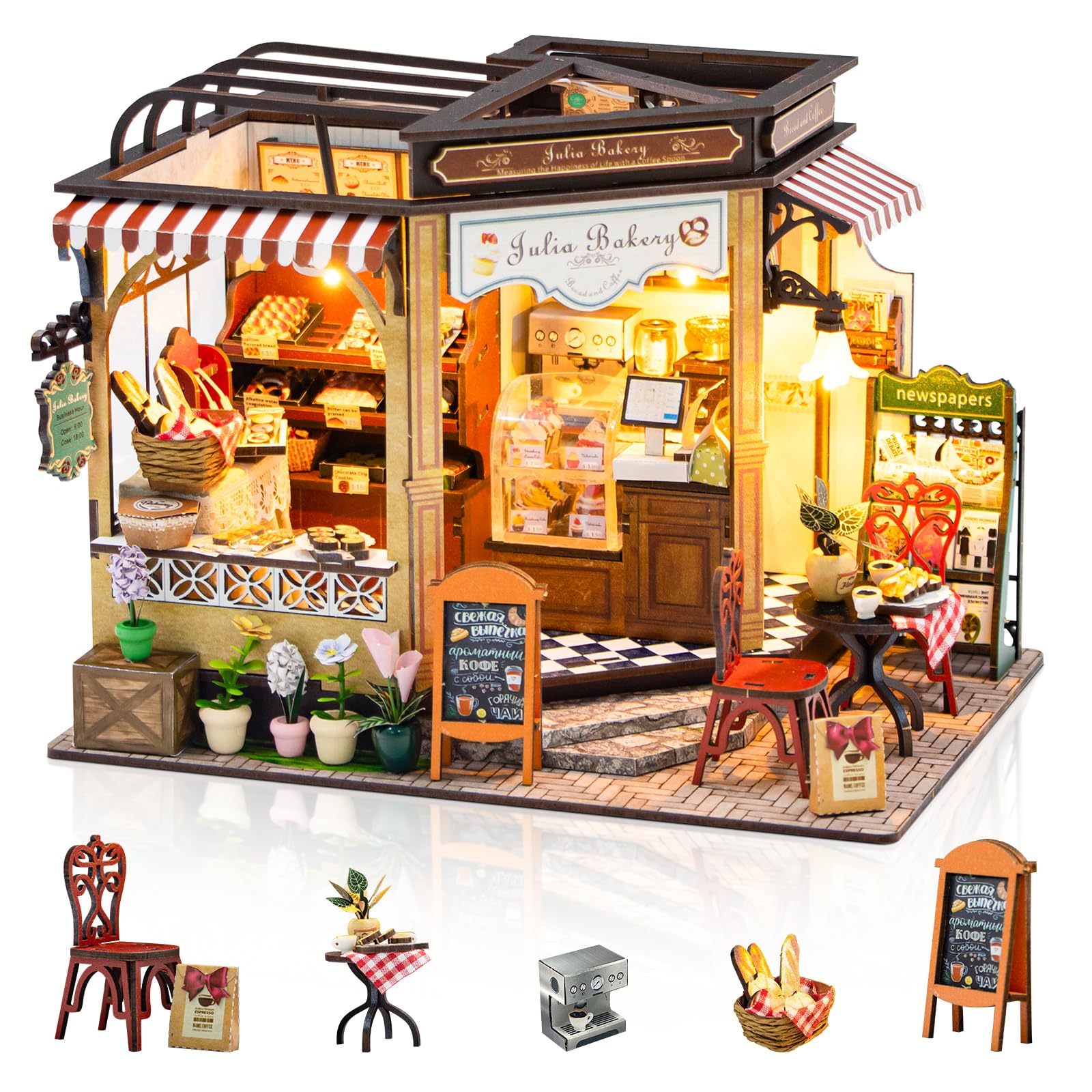Kit de Miniaturas para Adultos, Casa de Muñecas con Muebles, Kit DIY para Adultos, El Regalo Ideal para Navidad o cumpleaños, Casa de Flores del Castillo — view 20