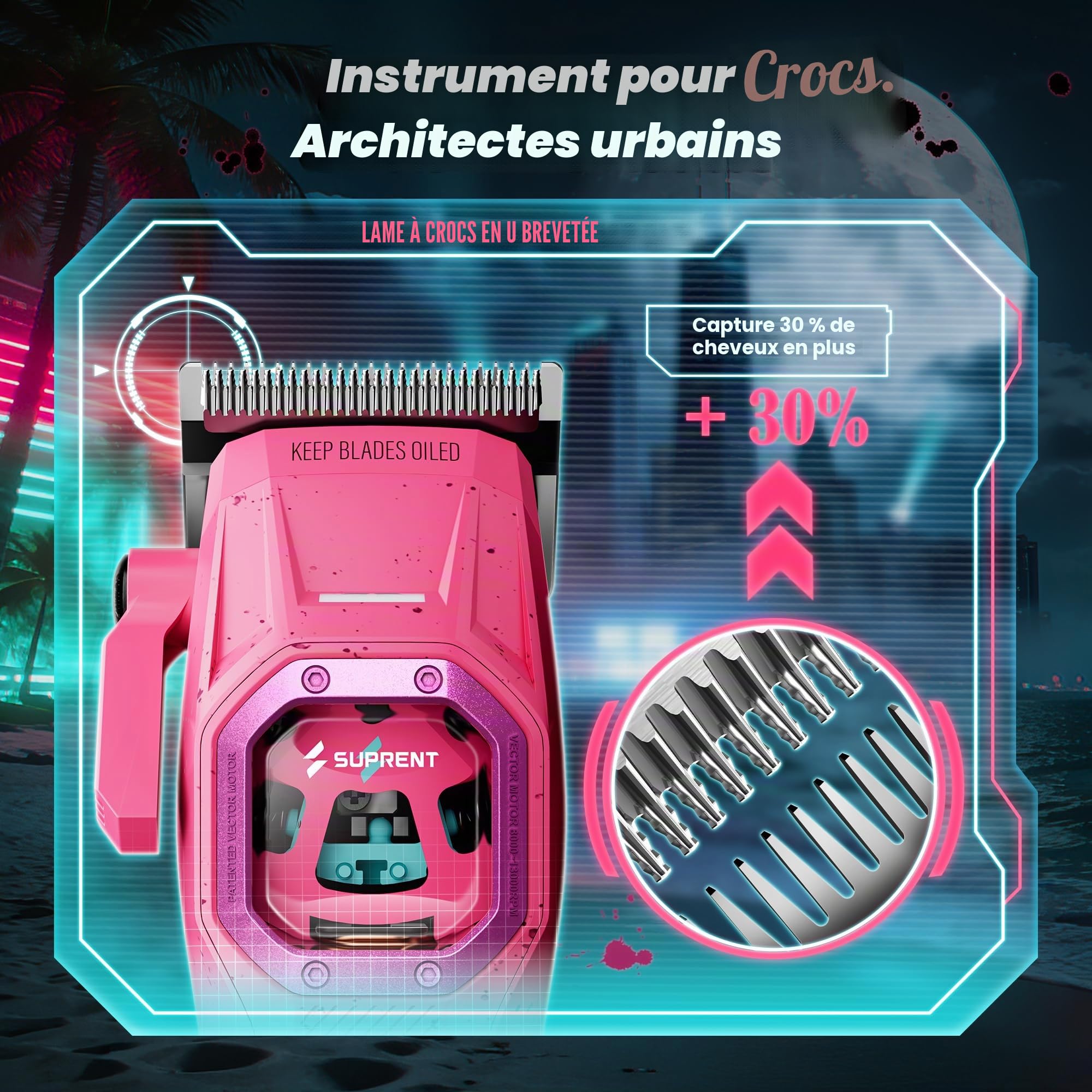 SUPRENT Tondeuse Cheveux Hommes, Moteur 13000 tr/min, Performance | Tondeuse Professionnelle Digitale sans Fil, Coupe de Cheveux avec Contrôle Vitesse par AI