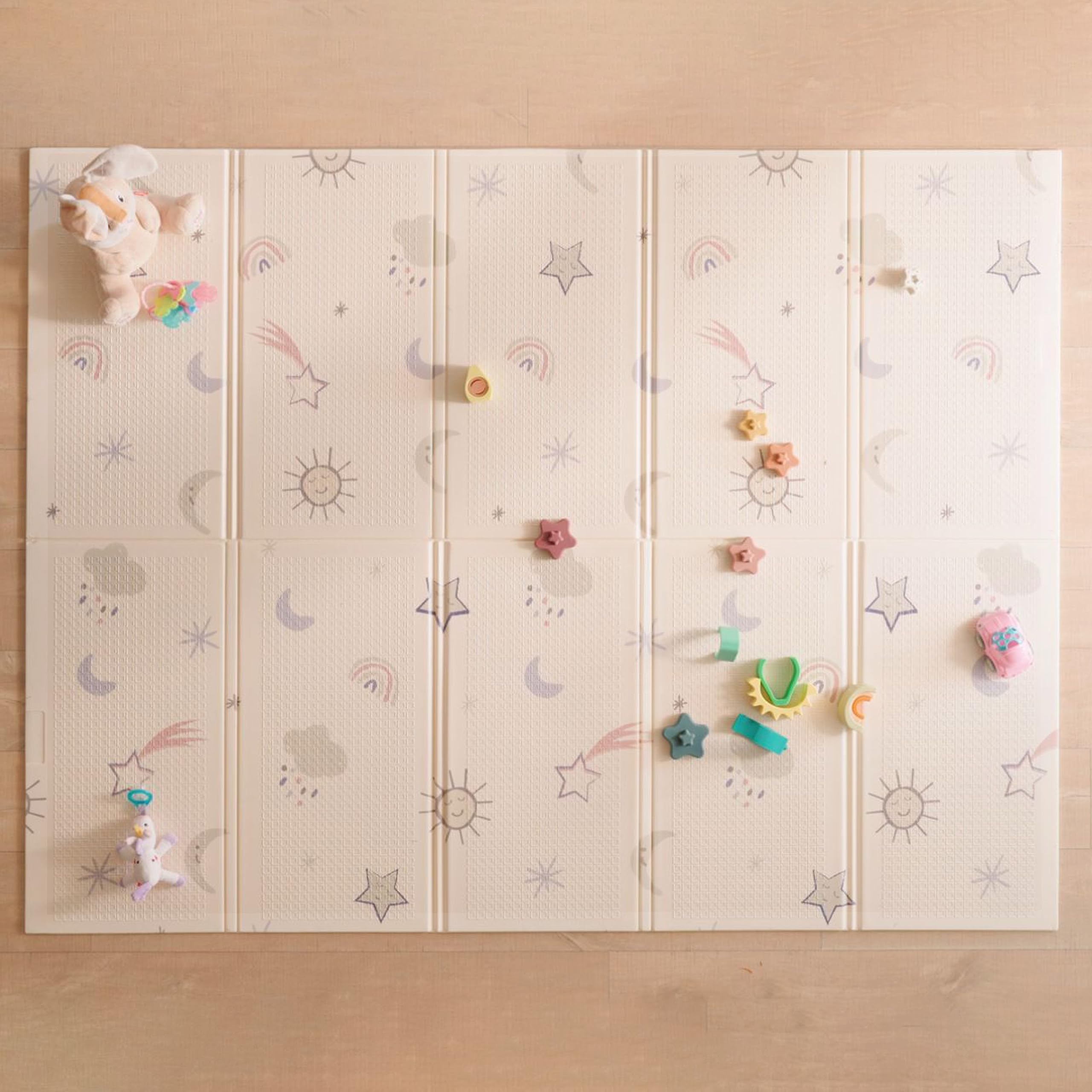 Nuby Foldable Reversible Play Mat - Easy Clean | Reversible | Waterproof | Suitable from Birth (Rainbow)