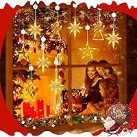 Vista 2 de Baquler 6 luces de ventana de silueta de Navidad con ventosa, funciona con pilas, para colgar en la ventana de Navidad, luz blanca cálida, lámpara