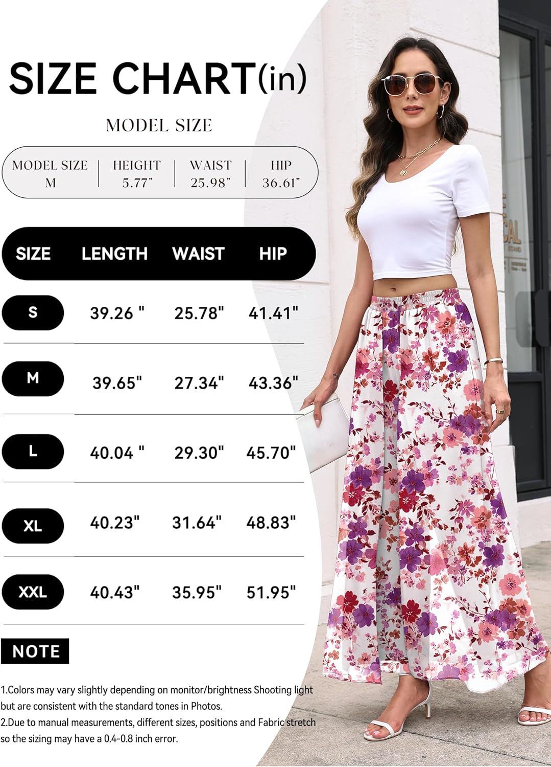 WANGZHI Women's Wide Leg Dress Pant Elegant Party Elastic Waist Trouser with Pockets