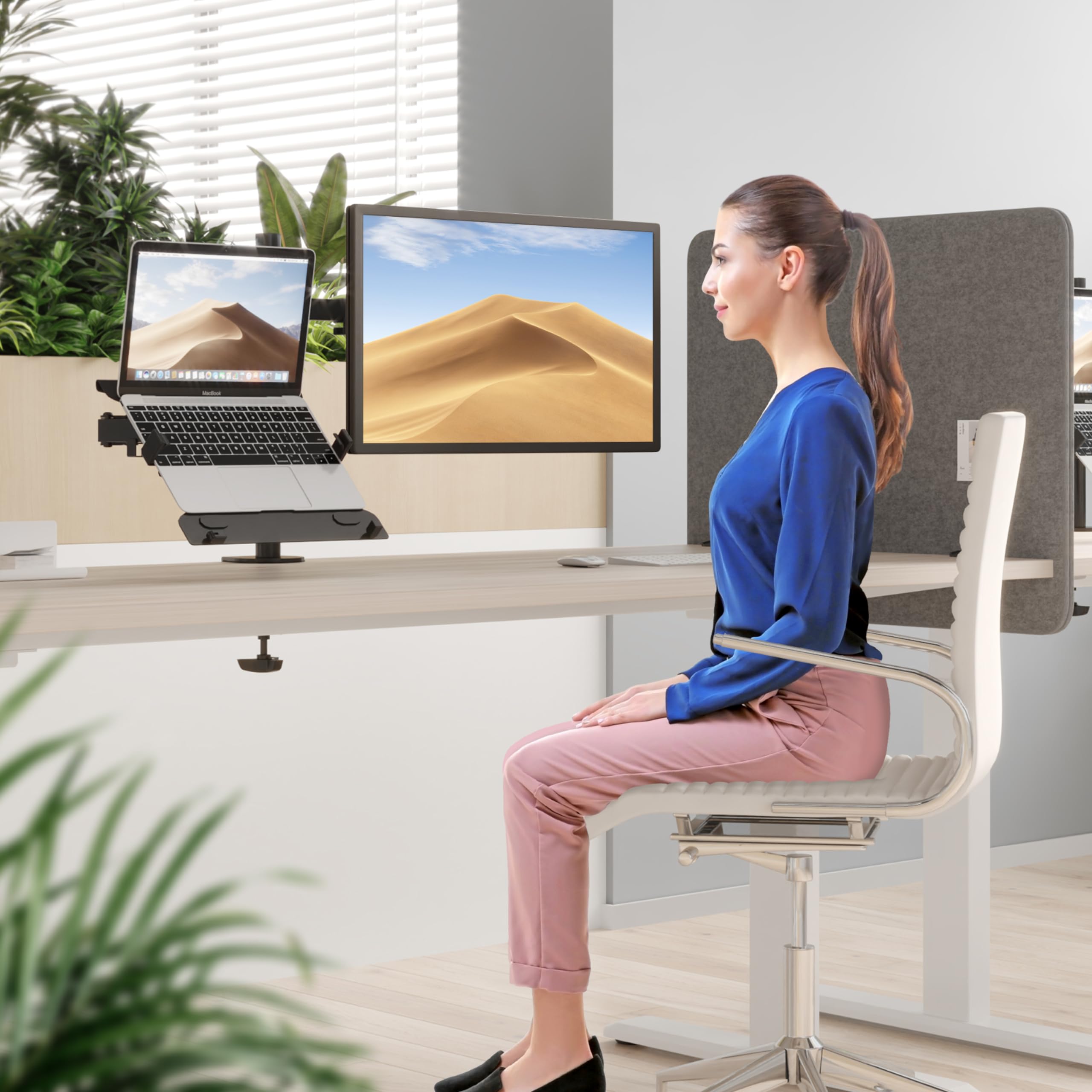 RICOO Uchwyt na laptopa, CZ3028, Lap Desk, regulowany, uchwyt na monitor, taca na laptopa, VESA 75 x 75/100 x 100, matowa czerń, uchwyt na ekran, 30 x 28 cm, stojak na laptopa, stojak na laptopa,