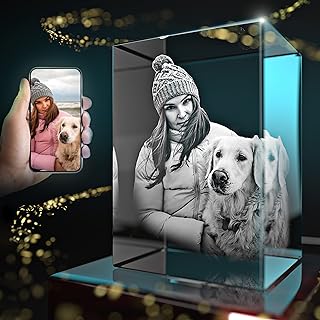 STRONGUS 3D Crystal Photo - Customizable Laser Engraved Holographic Custom Picture Glass - Personalized Gift Ideas,for Mot...