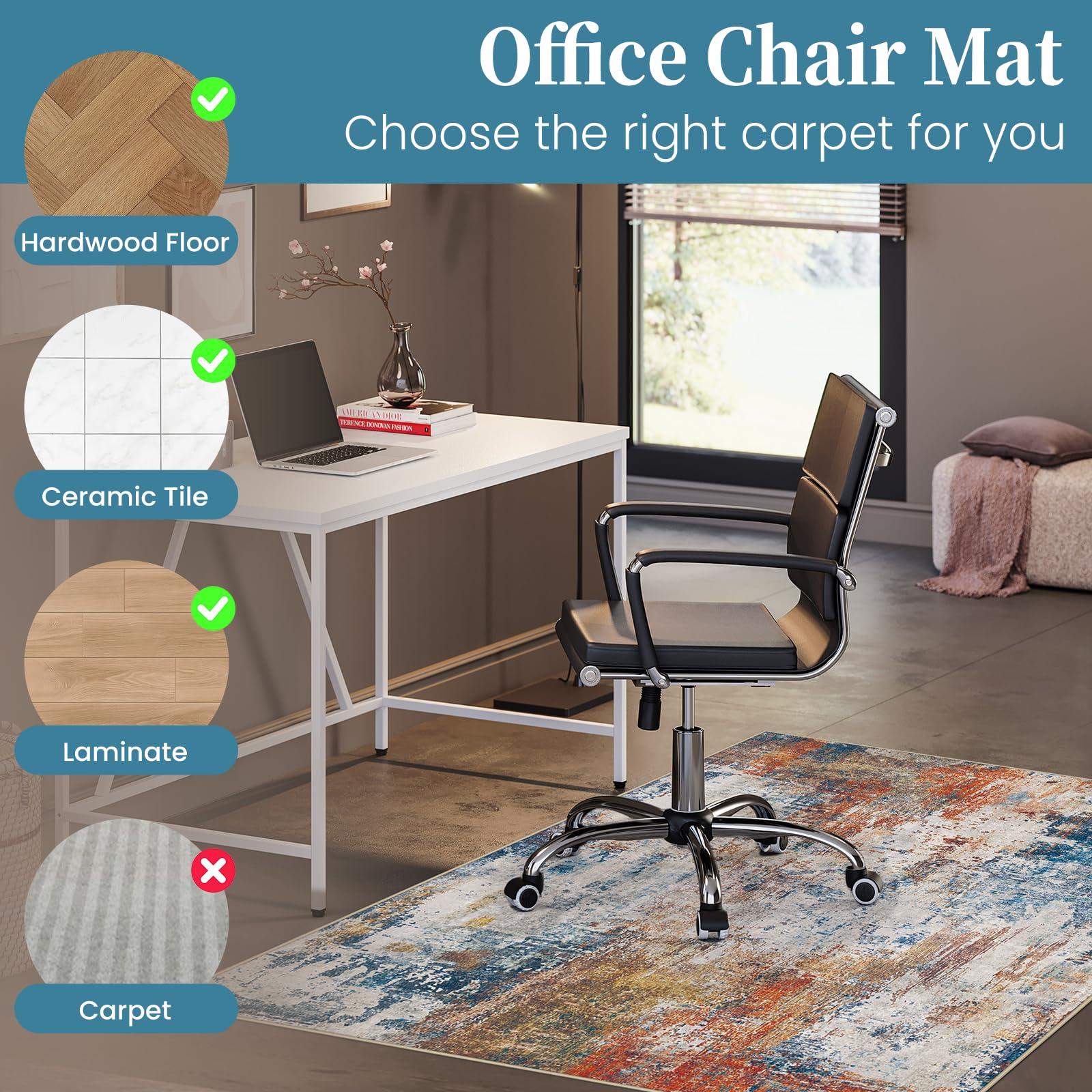 Rug Pad Office Chair Mat For Hardwood & Tile Floors - 36x48 Heavy Duty ...