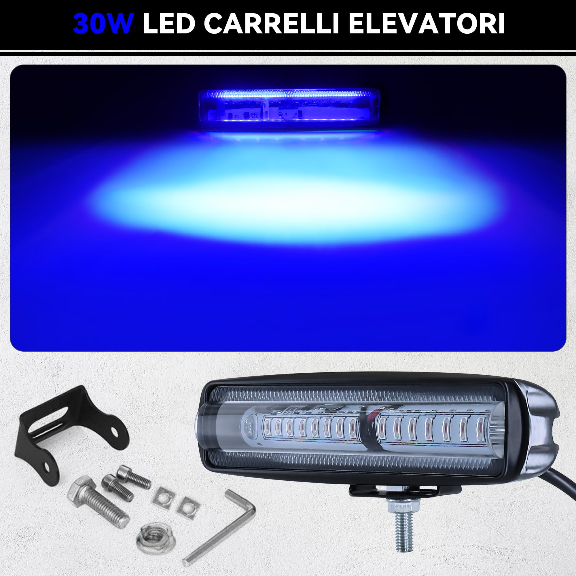 2 PZ Lampada di sicurezza LED 30W per carrello elevatore - Luce di avvertimento - DC 12-80 V
