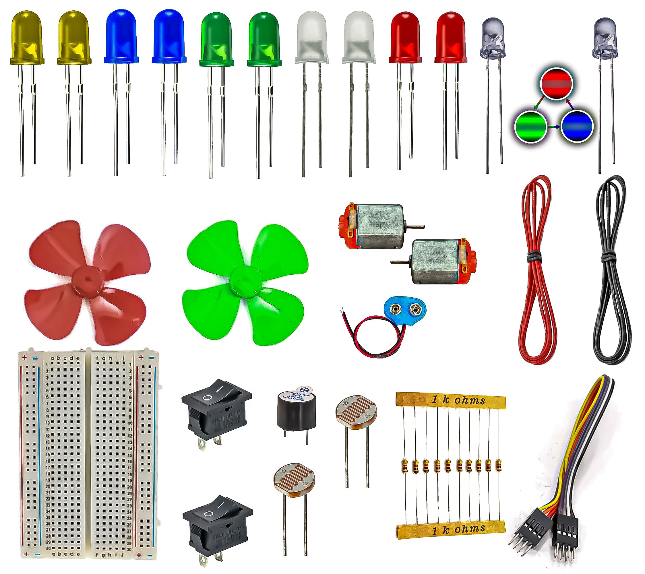 STEM Educational DIY Electronic Science Kit with Breadboard, LED, Motor, Buzzer, LDR, Switch, Resistors for Kids, Age 8+, Learning Experiments-image-9