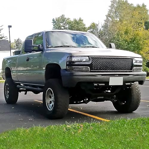 Miniatura 2 de Spec-D Tuning Glossy Black Honeycomb Mesh Front Hood Grille Compatible with 1999-2002 Chevy Silverado, 2000-2006 Tahoe Suburban