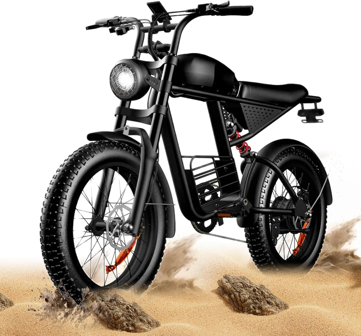 Electric Bike for Adults 48V 20AH Power 1500W Peak 35MPH Max 60 Miles Electric Motorcycle 20" Fat Tire Dirt Bike Shamano 7-Speed E-Bike for All Terrain Dirt Bike