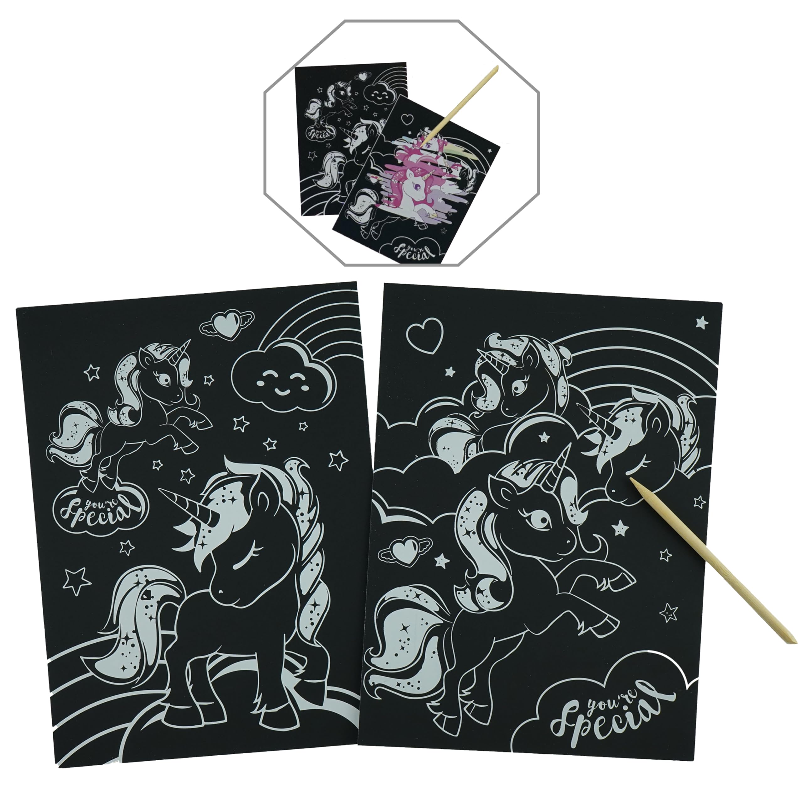 3Pcs Unicorn Scratch Art Set for Kids, Magic Drawing Kit with Wooden Pencil, Creative Craft Supplies, Birthday Gifts, Stocking Fillers & Party Favours โ image 1
