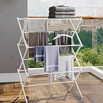SortWise 3 Rack de séchage des vêtements, extensible 22.8" à 39.3" Porte-serviettes, Sac à linge, Blanc
