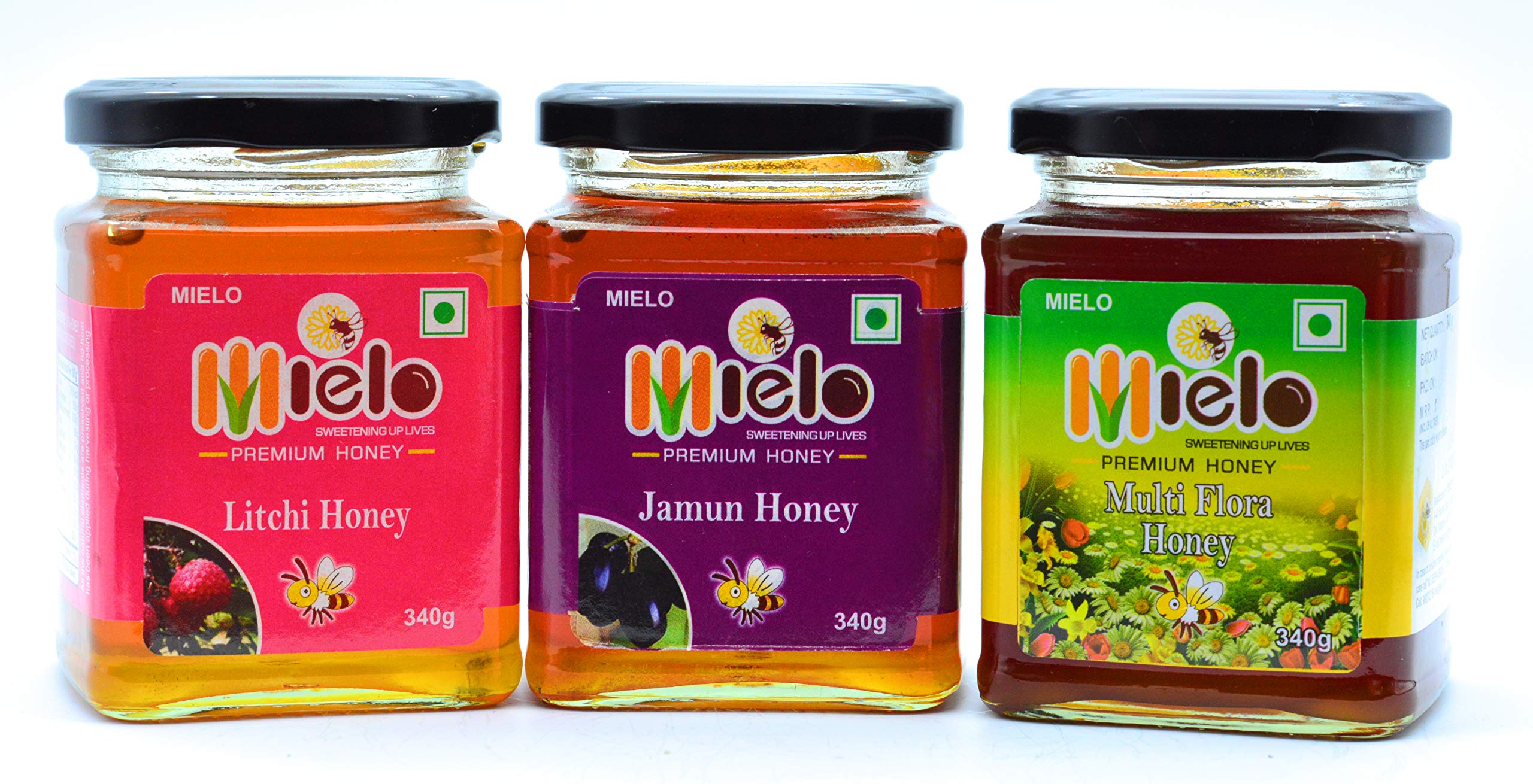 Mielo Litchi Jamun Multiflora Honey (Combo Pack of 3 Bottles)
