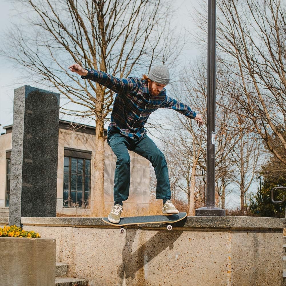 HUABEIGM Skateboard for Beginners , 31"x8" Complete Skateboard for Teens, Beginners, Girls, Boys, Adults, 7 Layer Canadian Maple Double Kick Deck Concave Cruiser Trick Skateboard : Sports & Outdoors