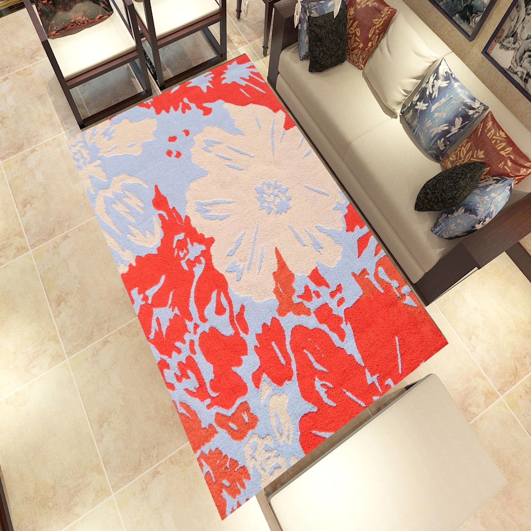 Passatoia Zerbino Tappeto 50 x 350 cm Lavabile Antiscivolo, Anti Fatica Tappeto Cucina con Fondo Antiscivolo per Corridoio e Ingresso Interno, Rosso