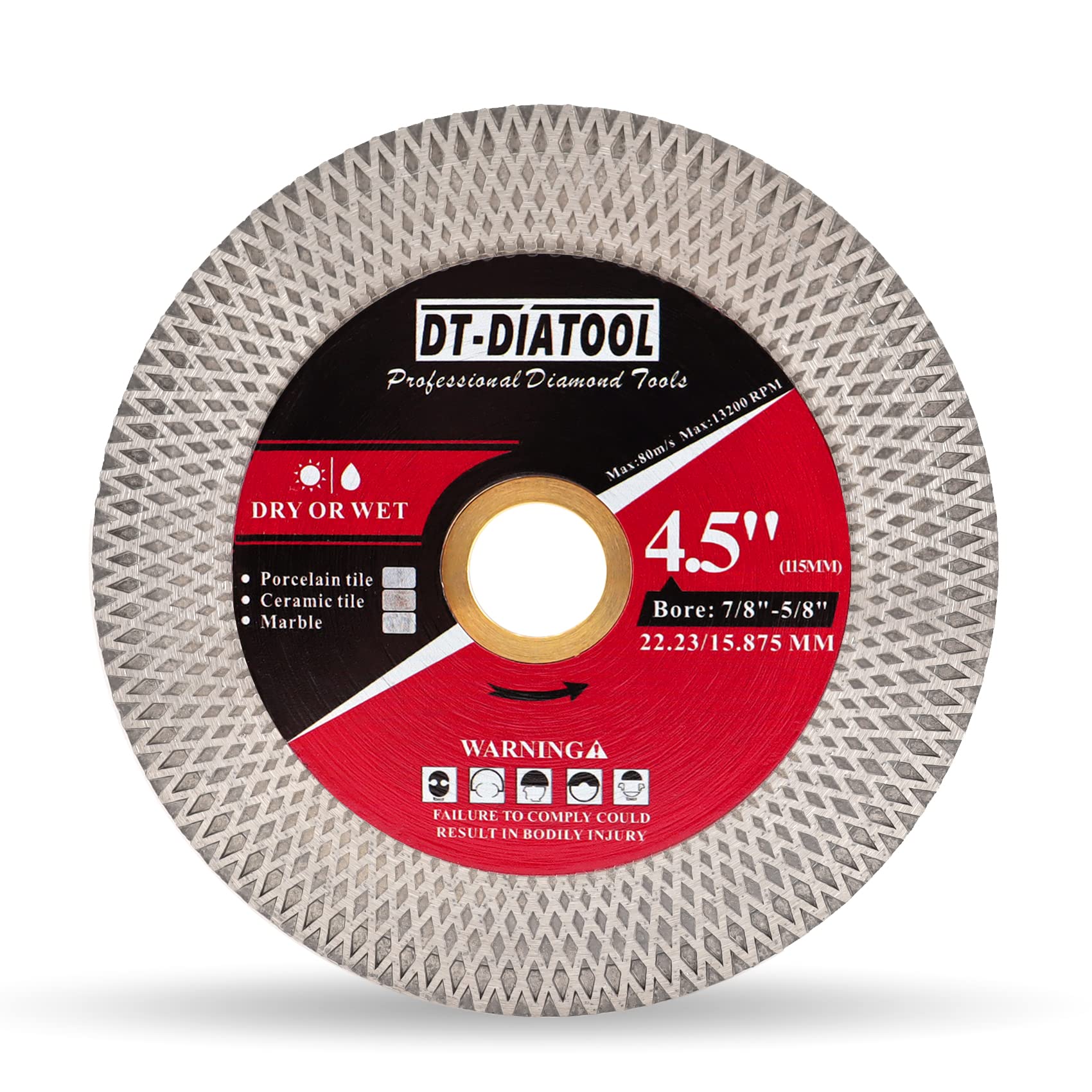 DT-DIATOOL Diamond Tile Saw Blade 115mm Double-Sided X Mesh Cutting & Grinding Disc for Porcelain Ceramic Marble Artificial Stone