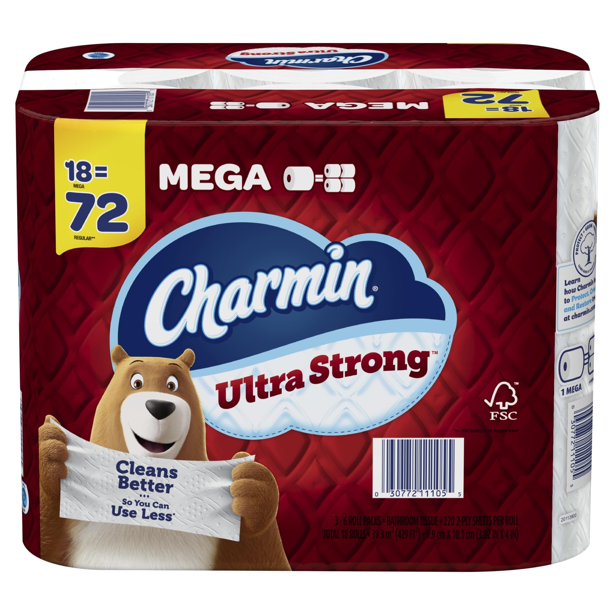 "Charmin Ultra Strong Toilet Paper, 18 Mega Rolls" - Image 1