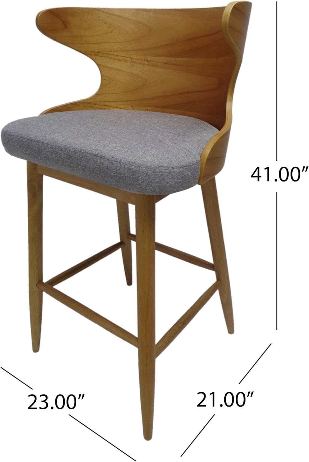 Christopher Knight Home Truda Mid Century Modern Fabric Barstools | Set of 2 | in Light Grey, Natural