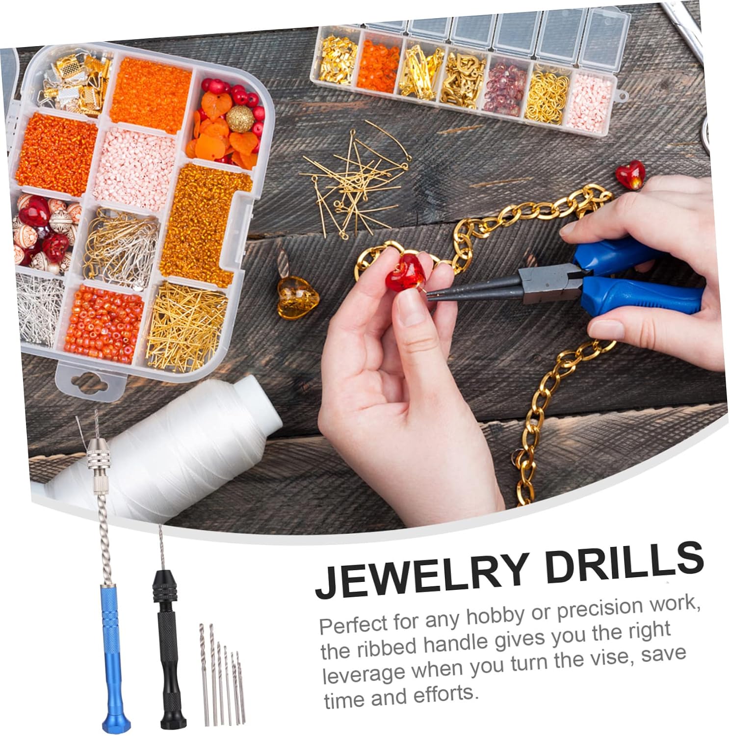 POPETPOP Resin Drill Bits with Pin Vise Hand Drill Jewelry Making Tool Set for and More