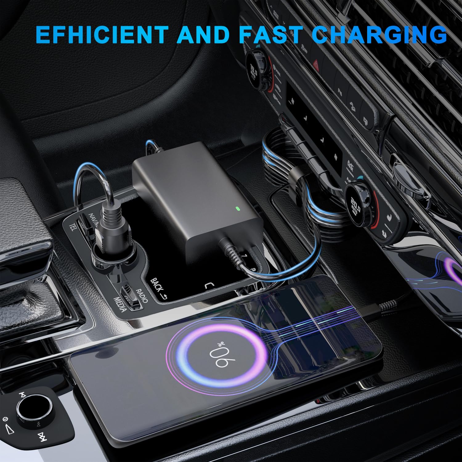100 W ładowarka samochodowa USB C, 12-24 V ładowarka samochodowa DC zasilacz kabel ładowania do Lenovo HP Dell Acer Asus Chromebook Samsung MacBook Car Charger adapter