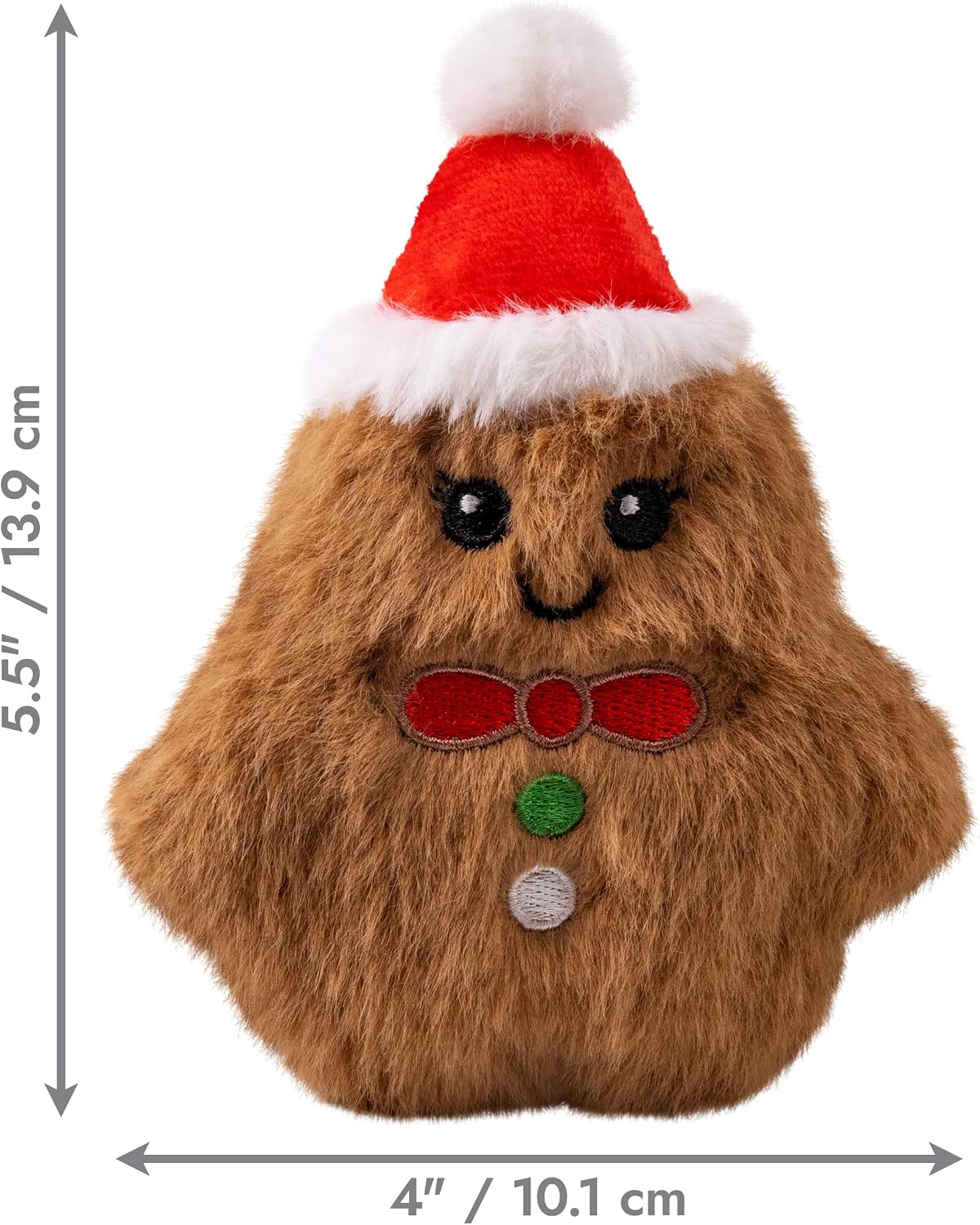 KONG Holiday Snuzzles Dog Toy – Plush Seasonal Characters, Full-Body Squeaker, Soft Holiday Cuddle Toy for Indoor Play (Gingerbread, Extra Small)