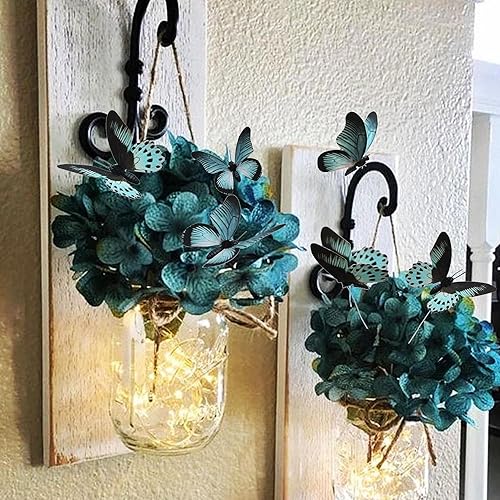 Miniatura 6 de Paquete de 12 decoraciones de mariposa, decoración de estacas de mariposa 3D, 2 tamaños de adorno de mariposa para el hogar, flores falsas,