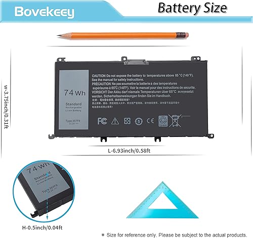 Miniatura 4 de Batería 74WH 357F9 para Dell Inspiron 15 7000 Gaming 15 7559 i7559 7557 i7557 5577 7567 5576 7566 i7559-5012GRY i5577-7342blk-pus INS15PD Serie P65F