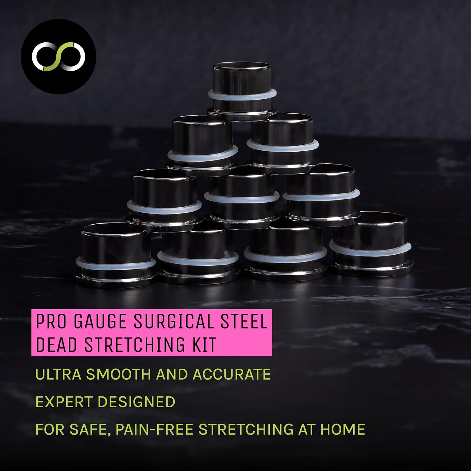 Stretch It - Ear Stretching Kit, Surgical Steel Pro Ear Gauge Stretching Kit Past 10mm, Professional Tunnels, Hypoallergenic, Pain-Free for Beginners, Gradual Increments