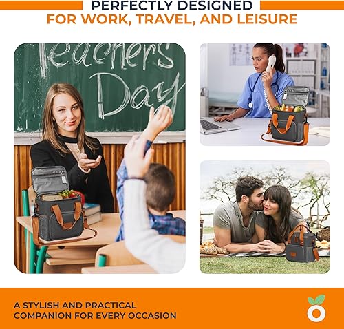 Miniatura 4 de Lonchera térmica para hombres y mujeres, bolsa térmica impermeable reutilizable con correa ajustable para el hombro para hombres, mujeres y niños,