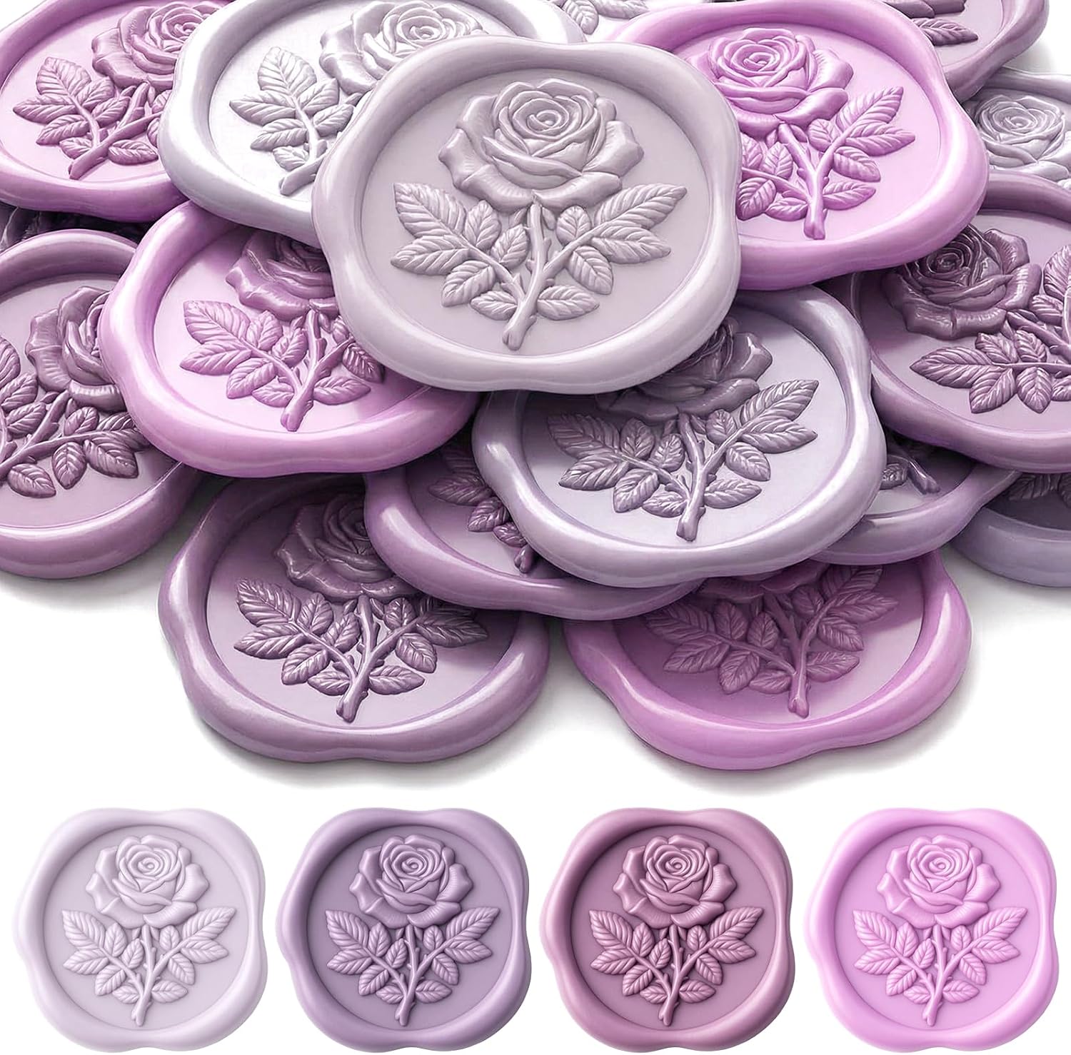 60 Pcs Wax Seal Stickers Rose Envelope Seals Wedding Botanical Wax Stickers for Wedding Engagement Party Favor Invitations Scrapbooking Gift Wrap(Pink Series,Rose)