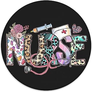 Floral Leopard Nurse Mouse Pad for Desk, Nurse Appreciation Gifts Mousepad for Work Wireless Mouse Computers Laptop Desk Accessories, Nursing Office Supplies, 7.9x7.9 Inch