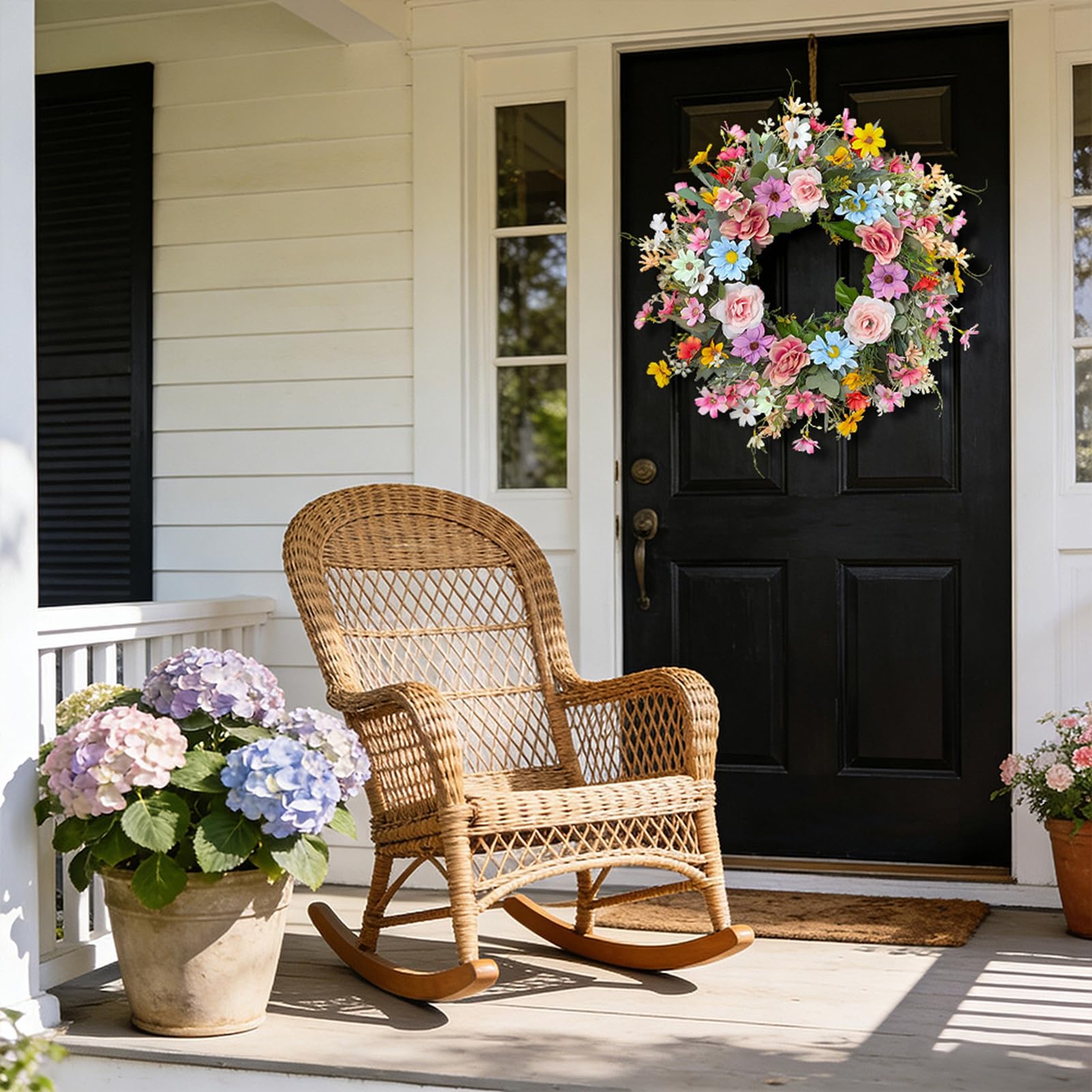 Fockety di Fiori Artificiali per Porta, Ghirlanda Primaverile 17 Pollici,