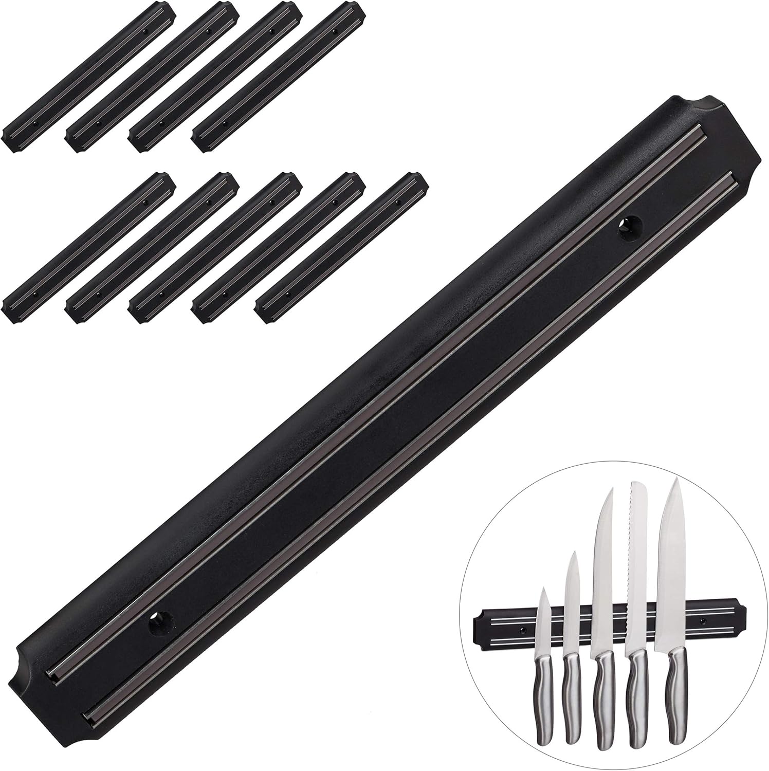 Set Da 9 Barre Magnetiche Relaxdays Per Attrezzi, 45 Cm, Portata 13 Kg, Ideale Per Officina, Garage E Cucina (nero/bianco) - 4