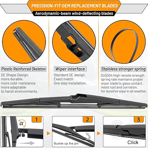 Miniatura 168 de AUTOBOO - Limpiaparabrisas de repuesto 26 + 20 pulgadas con limpiaparabrisas trasero de 12 pulgadas para BMW X3, X4, 2018, 2019, 2020, 2021, 2022