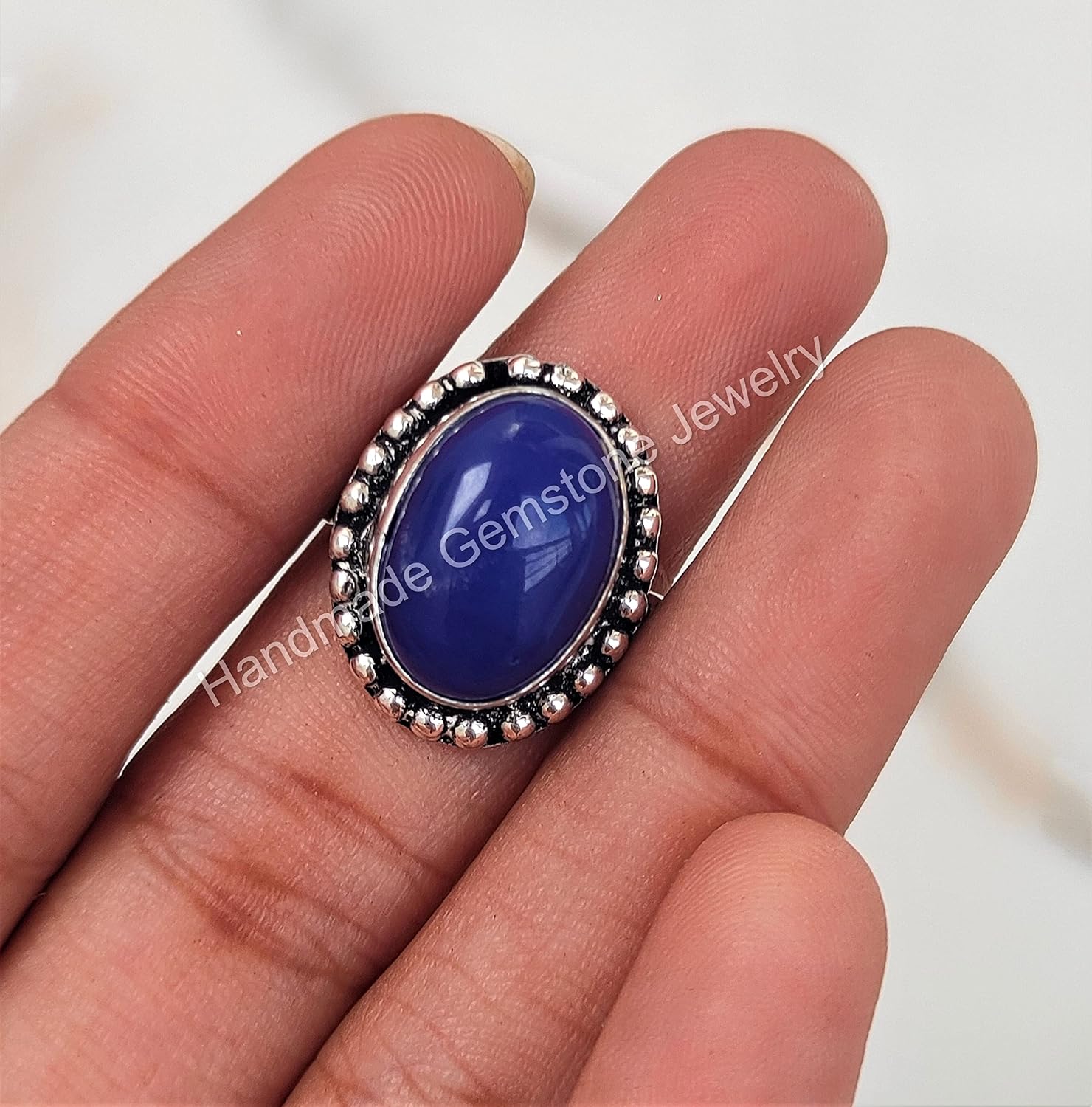 Lapis Lazuli Ring, Blue Stone Ring, Oval Stone Ring, Artisan Design Ring, Blue Ring, Summer Day Gift, Gift For Women, Vintage ring, Wide Band Ring, Healing Crystal Ring, Lapis Jewelry