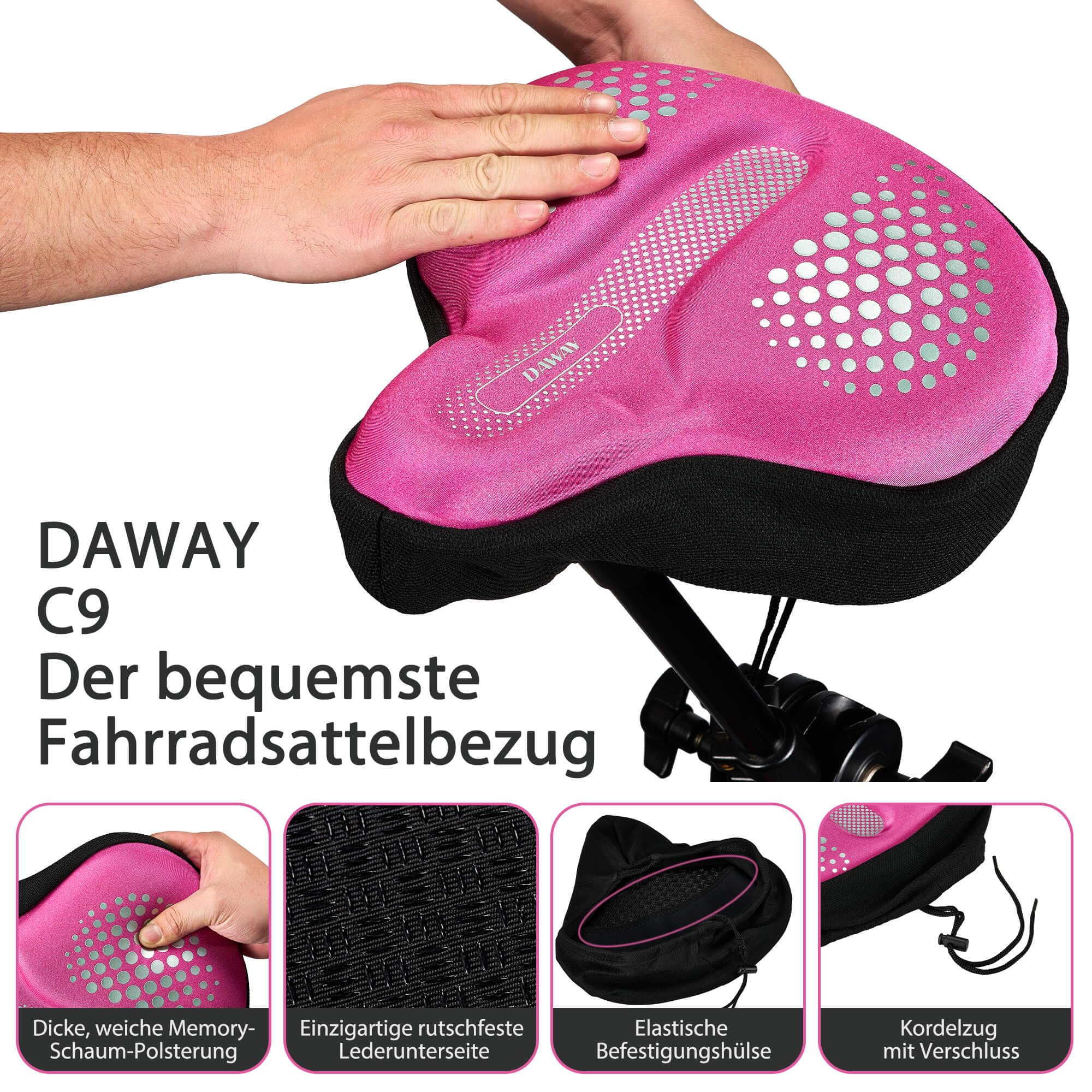 DAWAY Funda acolchada de gel de silicona y espuma viscoelástica para sillín de bicicleta, extra suave y cómoda, para Peloton, bicicleta estática, MTB, cómoda almohadilla para sillín para mujer, hombre