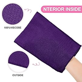 Tatuo 12 Pieces Korean Exfoliating Mitt Glove Italy Towel Body Skin Scrubber Exfoliating Scrubber for Remove Dead Skin Washcloth Korean(Large,Purple, Yellow, Pink, Blue)