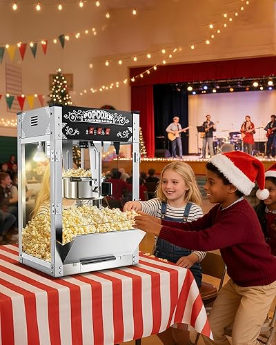 Miniatura 7 de Máquina comercial de palomitas de maíz de 16 onzas, máquina grande de palomitas de maíz para encimera, 1440 W, máquina de maíz de mesa de cine con