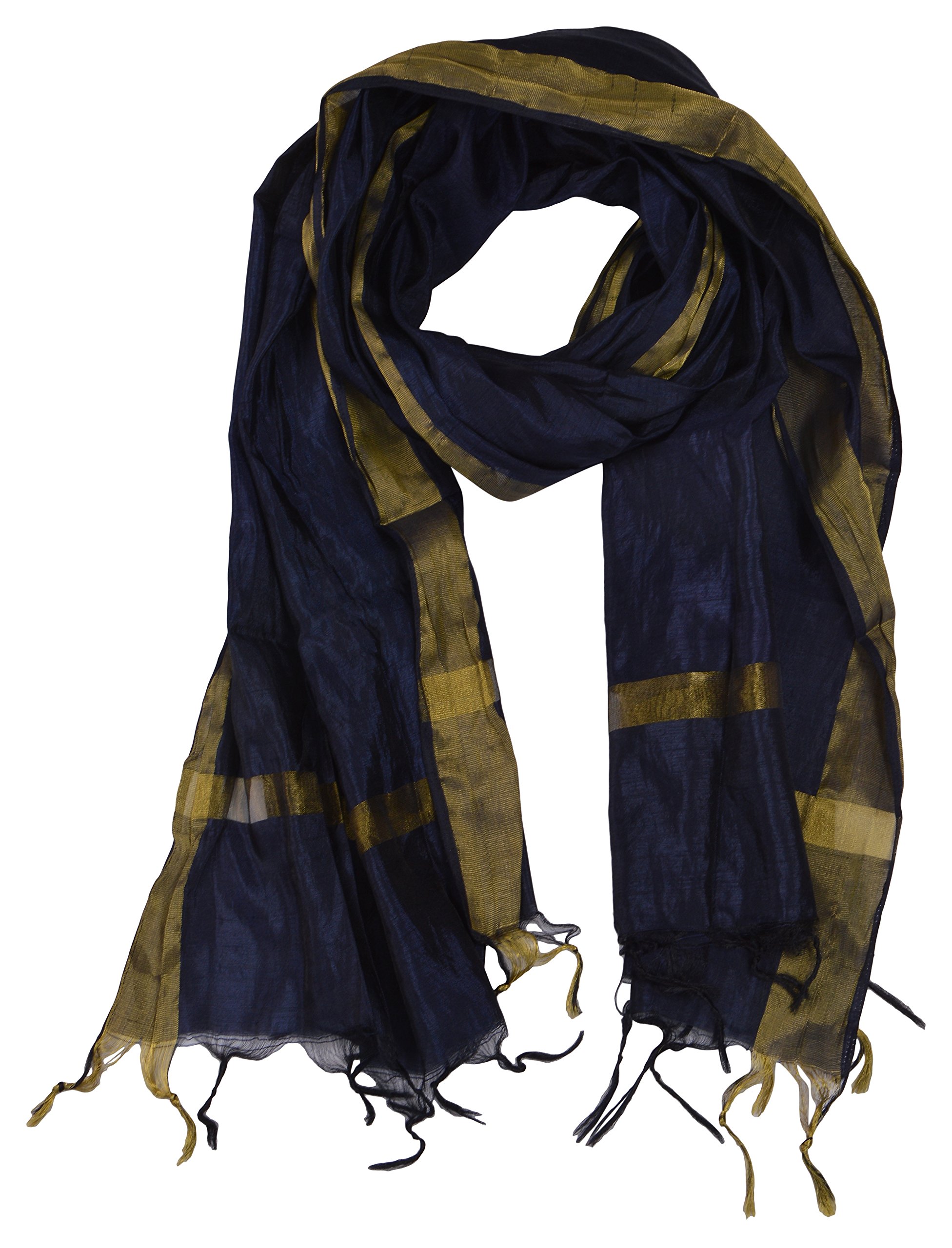 youthquake Women's Silk Dupatta (Dark Blue)-picture-12